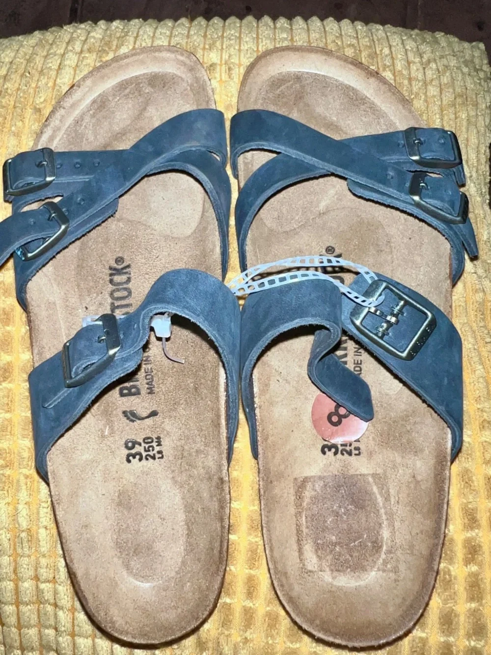 Birkenstock Franca Black Oiled Leather Strappy Sandals Size 39 NWOT